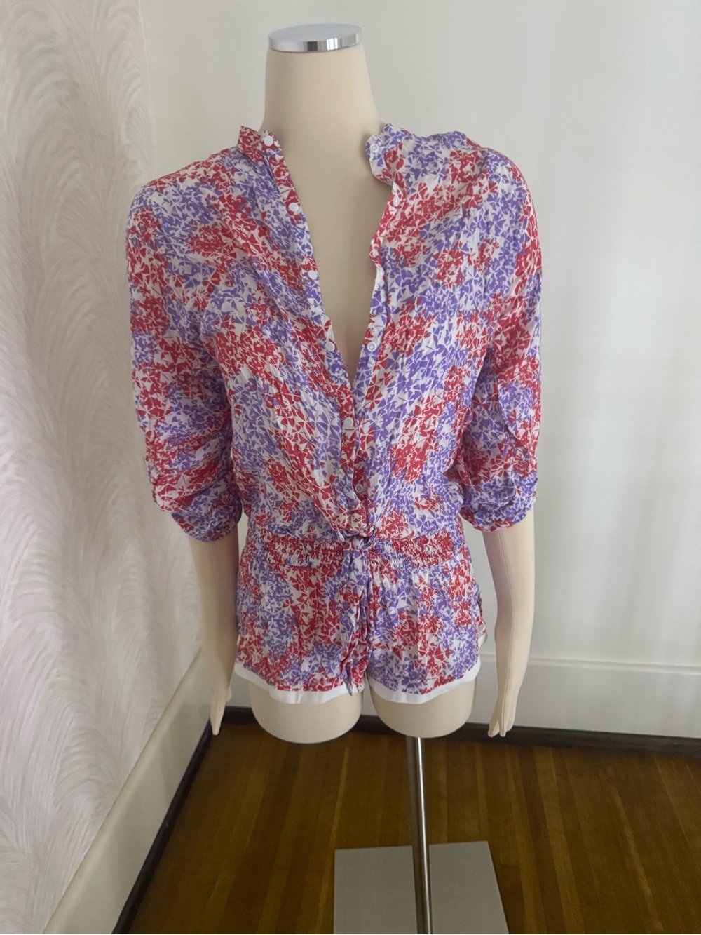 Lightweight Red & Purple Print Women's Blouse